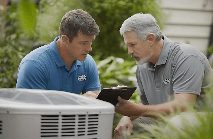 HVAC Tech Going over an Free Estimate with a customer in Fort Collins
